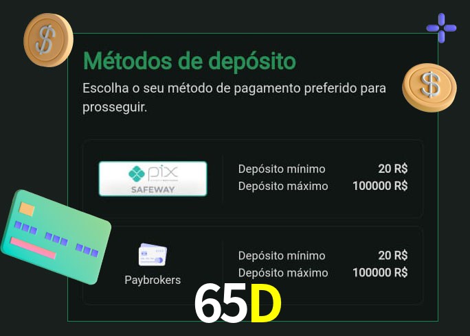 O cassino 65D oferece uma grande variedade de métodos de pagamento